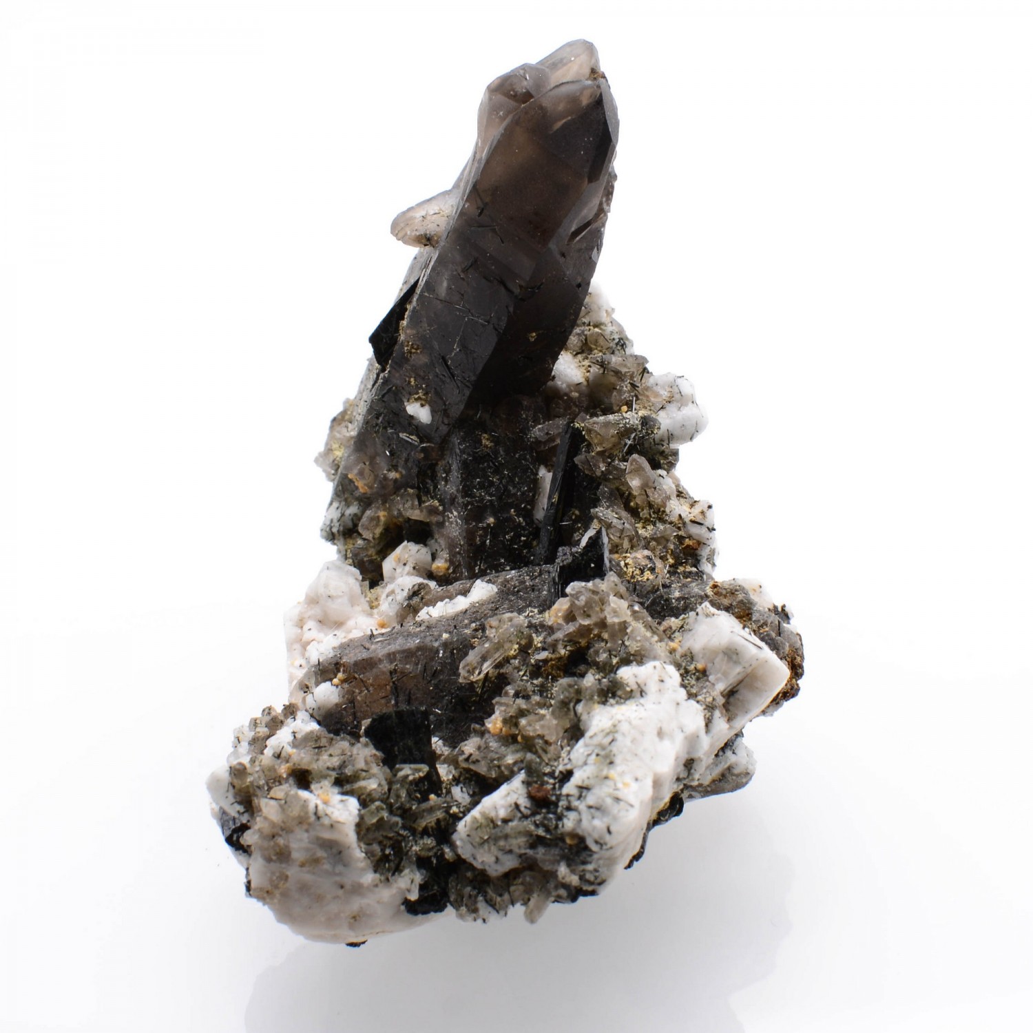 Smoky quartz, arfvedsonite and feldspath - Malosa mounts, Zomba, Malawi