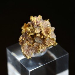 Or natif cristallisé et quartz - Environs d'Hennebont, Morbihan, France