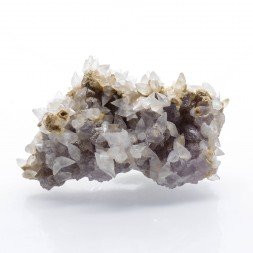 Calcite on amethyst - La Sirena Mine, Guanajuato, Mexico