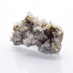 Calcite on amethyst - La Sirena Mine, Guanajuato, Mexico