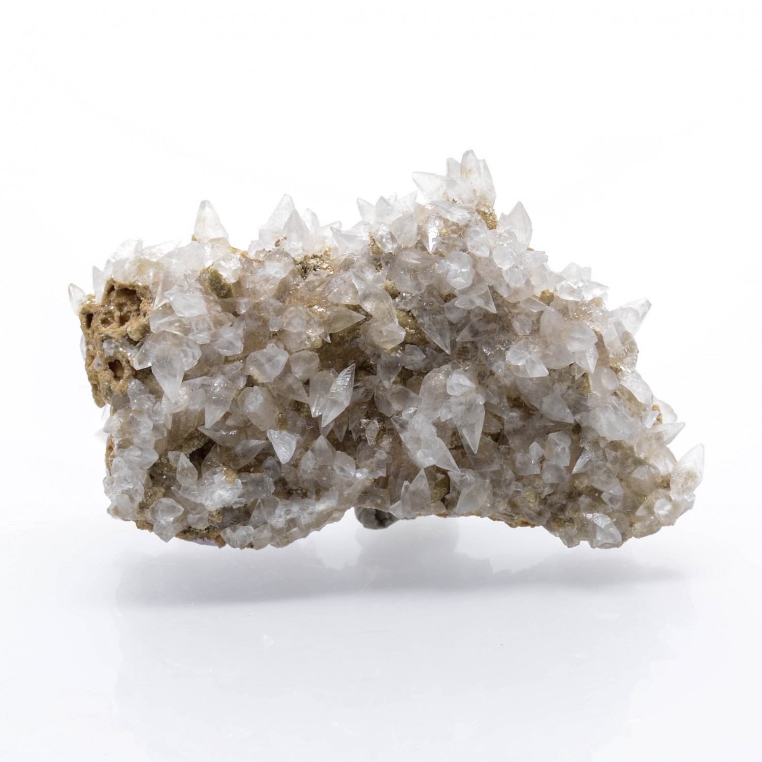Calcite on amethyst - La Sirena Mine, Guanajuato, Mexico