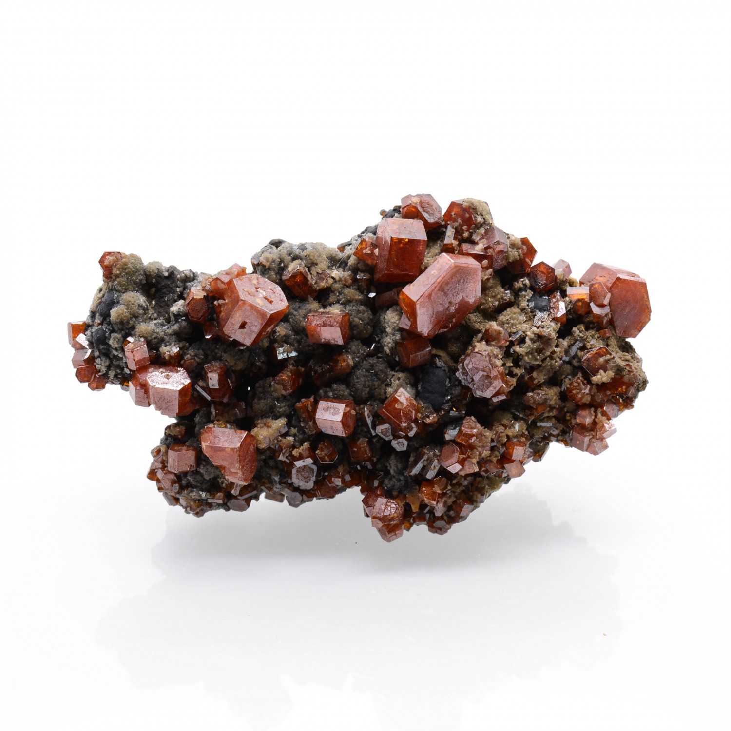 Vanadinite on goethite - Taouz, Morocco