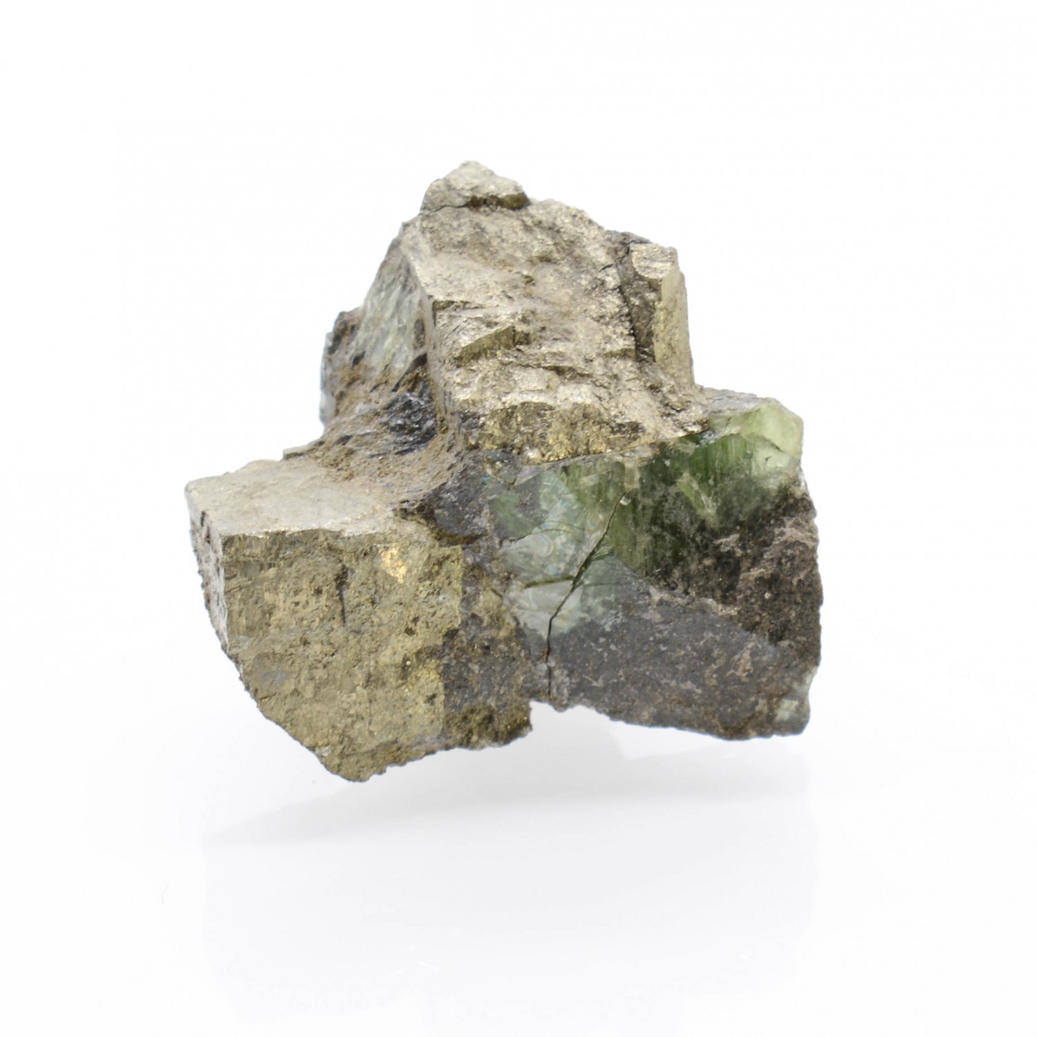 Ludlamite et pyrite - Mine de Salsigne, Aude, France