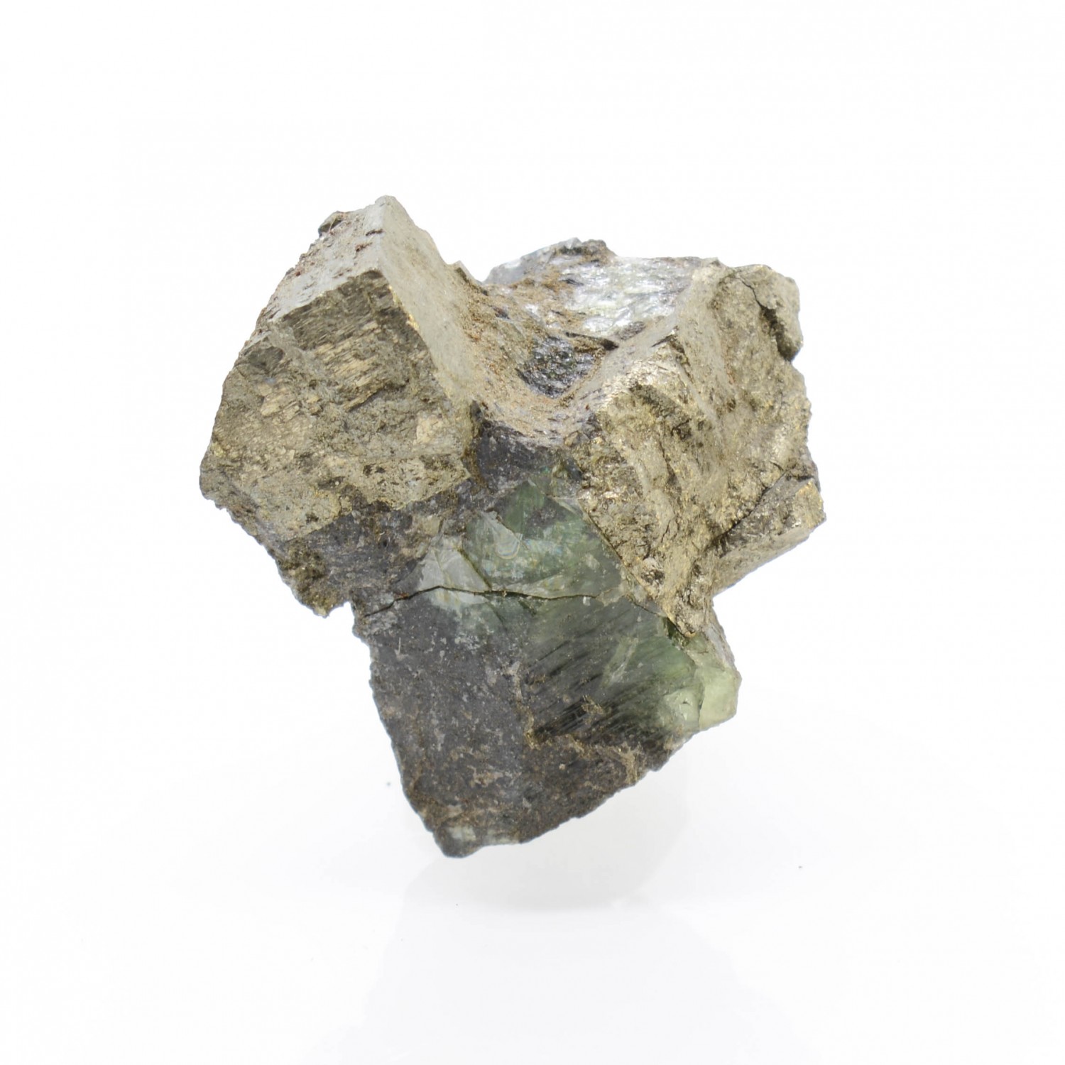 Ludlamite et pyrite - Mine de Salsigne, Aude, France