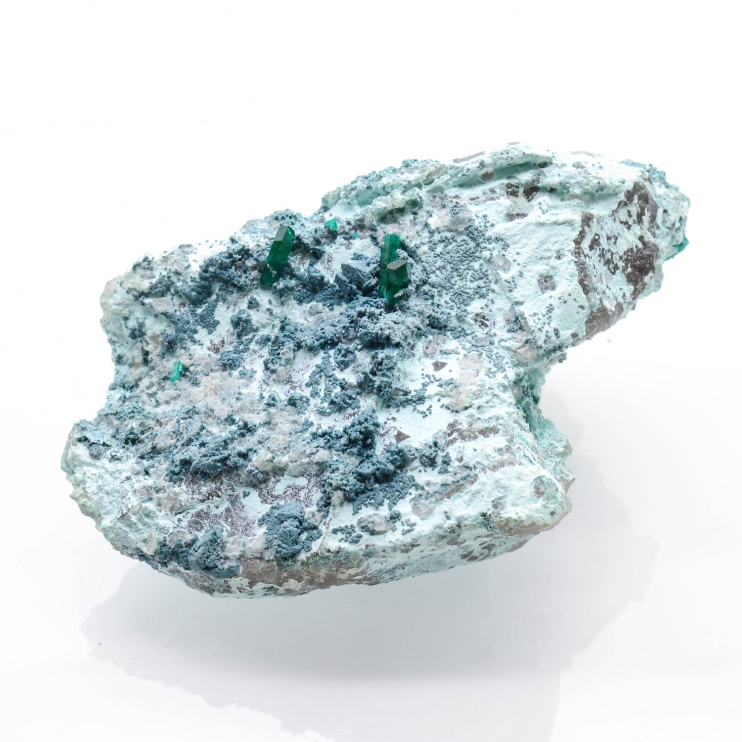 Dioptase sur shattuckite - Mindouli, Congo