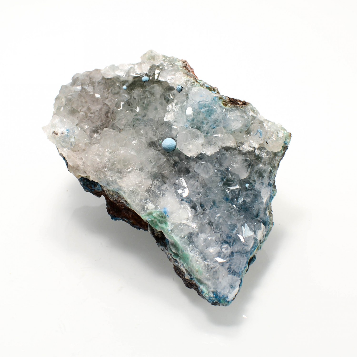 Shattuckite sur quartz - Katanga, RD Congo