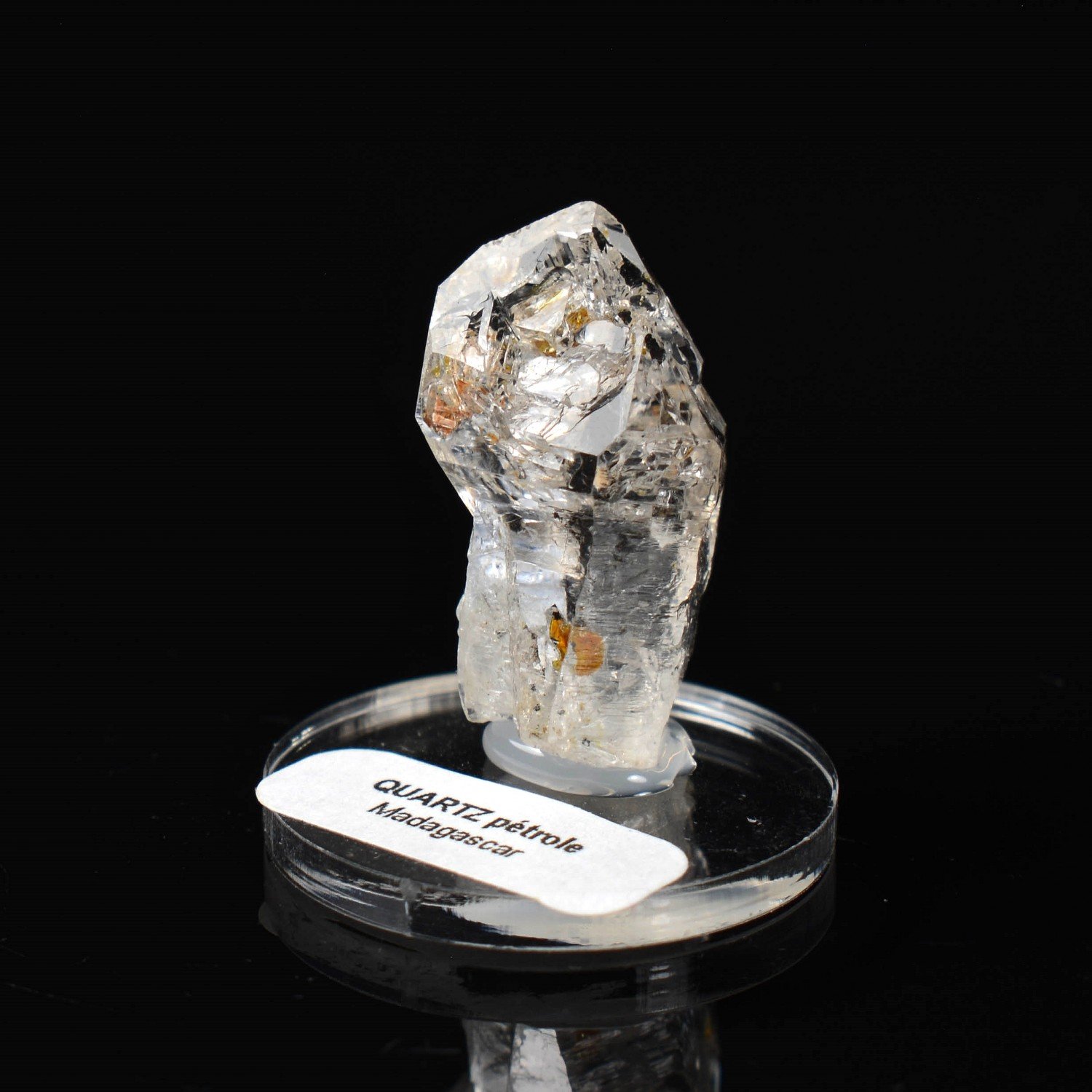 Quartz luciole à inclusions de pétrole - Madirobe, district de Besalampy, Région de Melaky, Madagascar