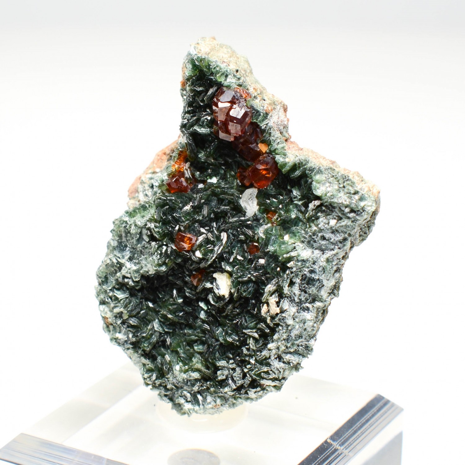 Garnet, clinochlore, apatite - Italian rodingites. Piedmont / Aosta Valley, Italy