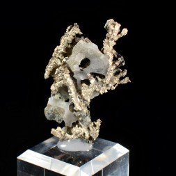 Native silver and calcite - Bouismas mine, Bou-Azzer mining district, Morocco