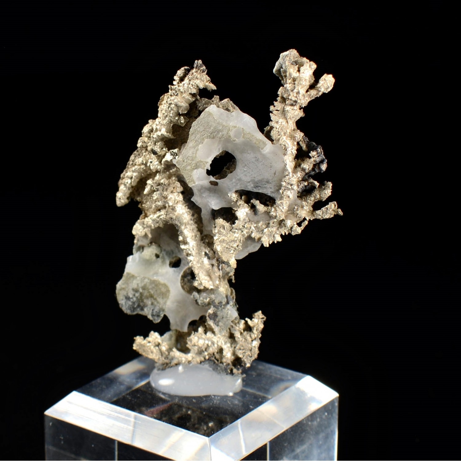 Native  silver and calcite - Bouismas mine, Bou-Azzer mining district, Morocco