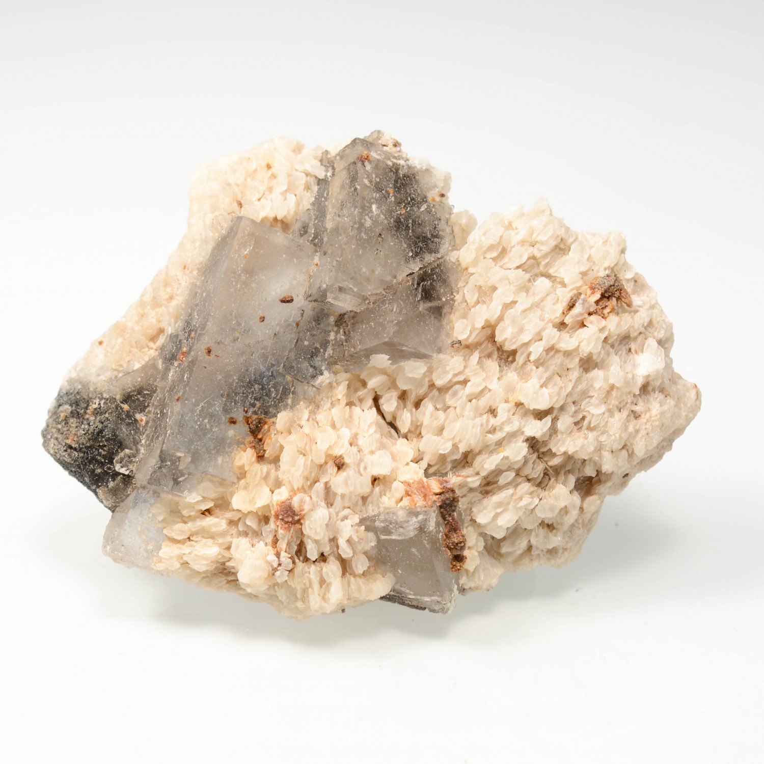 Fluorite and calcite on barite - Hammam Jedidi, Zaghouan, Tunisia