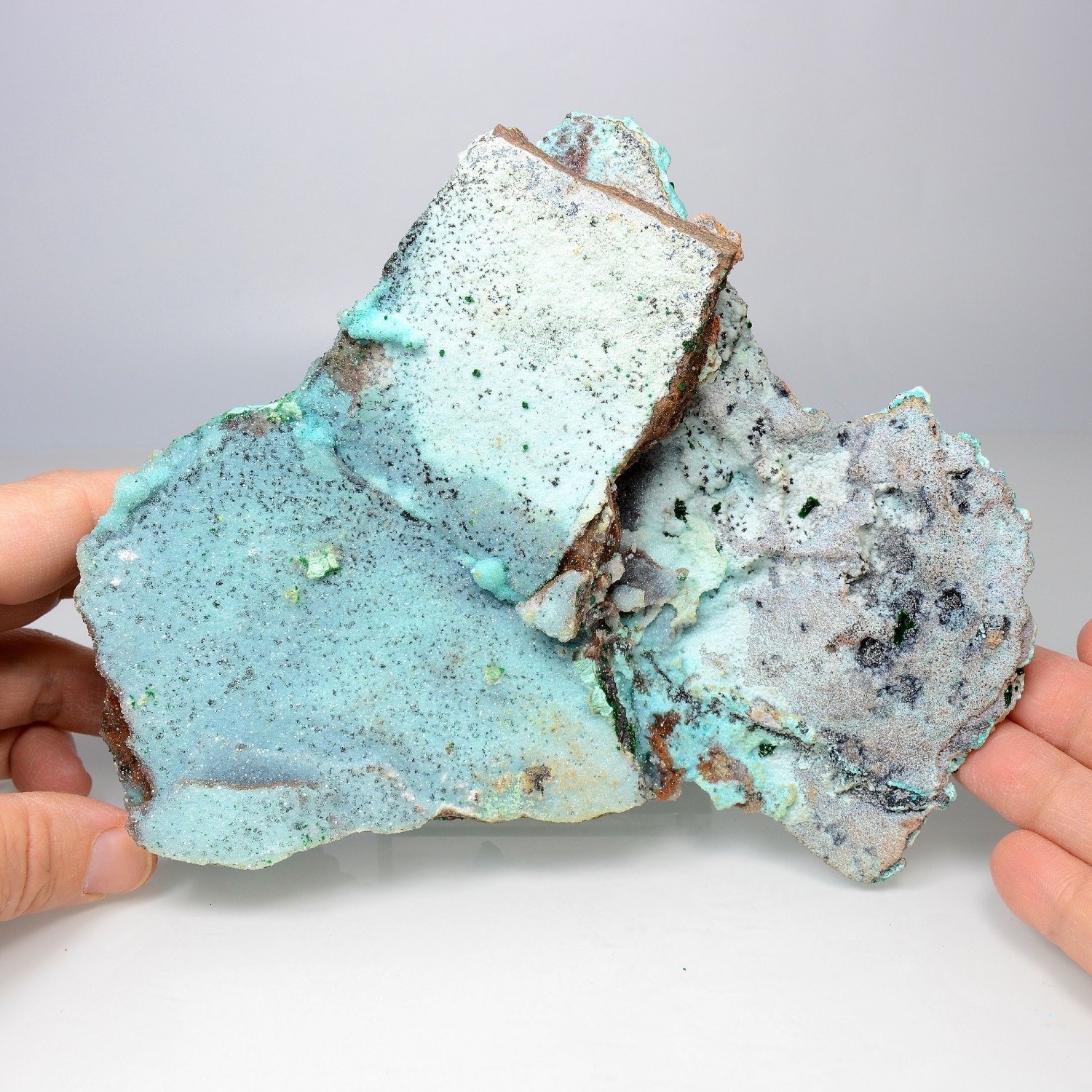 Chrysocolle, malachite et quartz - Mine Tenke-Fungurume, RD Congo