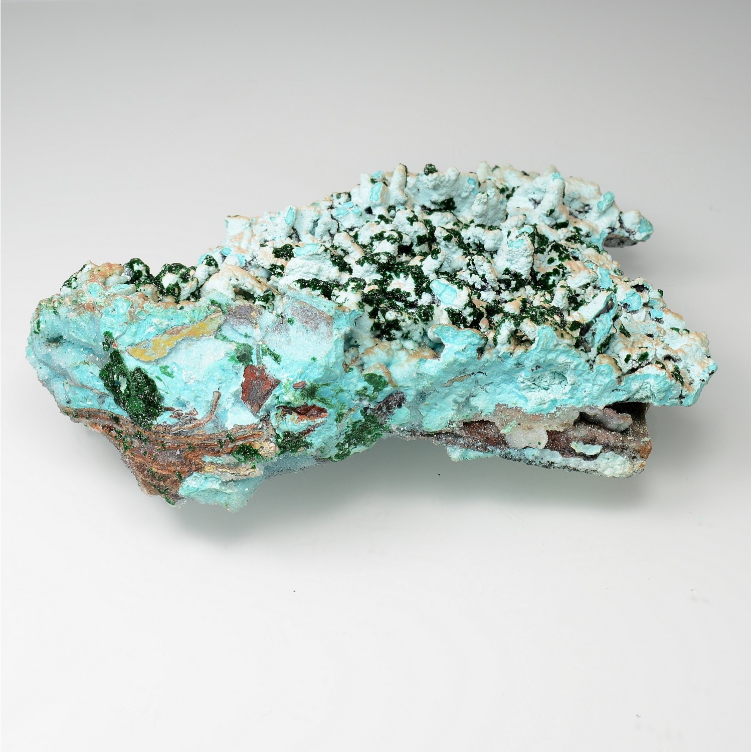 Chrysocolle, malachite et quartz - Mine Tenke-Fungurume, RD Congo