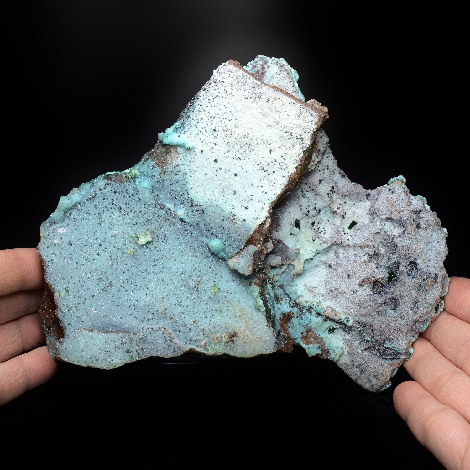 Chrysocolle, malachite et quartz - Mine Tenke-Fungurume, RD Congo