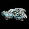 Chrysocolle pseusomorphose après azurite (?), malachite et quartz - Mine Tenke-Fungurume, Katanga, RD Congo