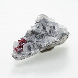 Proustite and calcite - Imiter mine, Drâa-Tafilalet region, Morocco