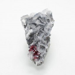 Proustite and calcite - Imiter mine, Drâa-Tafilalet region, Morocco