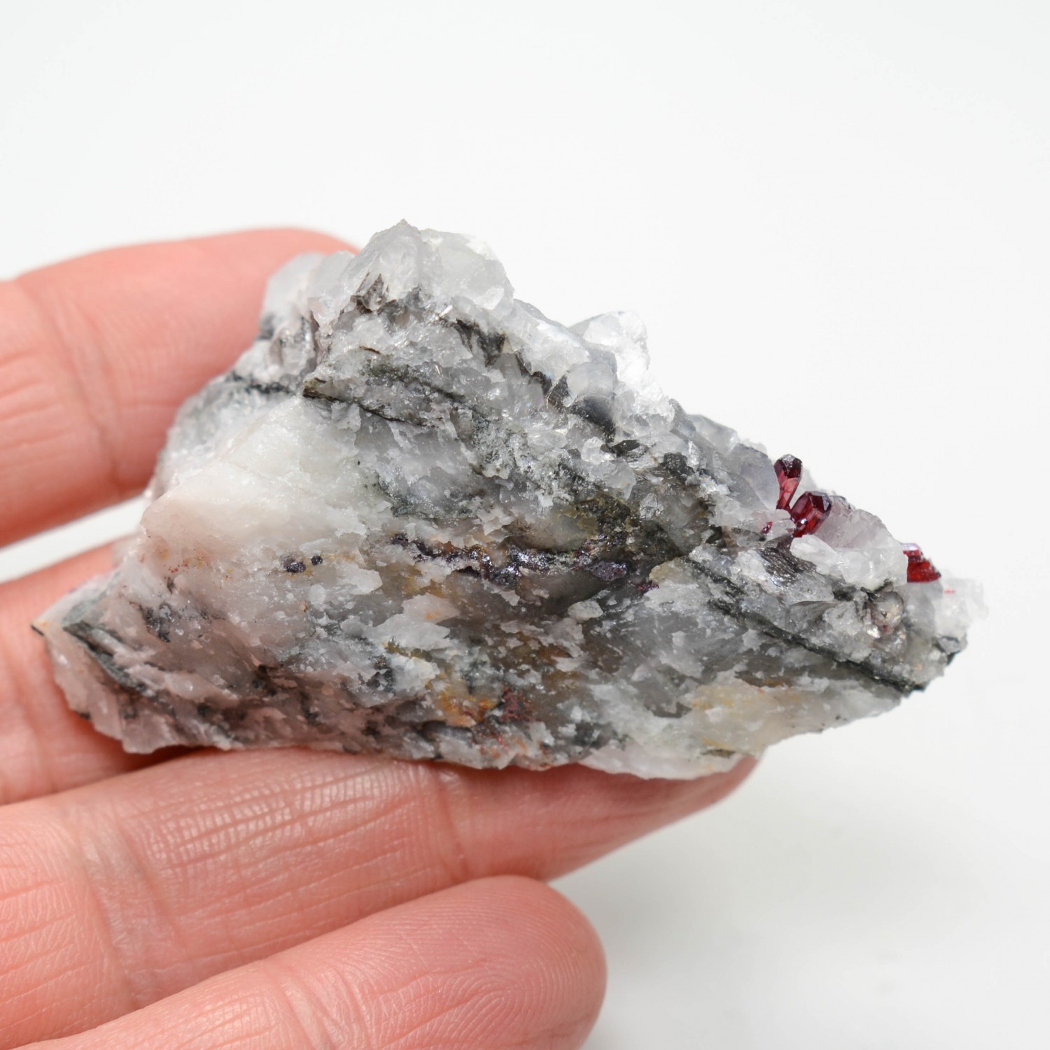 Proustite et calcite - Mine d'Imiter, Région de Drâa-Tafilalet, Maroc