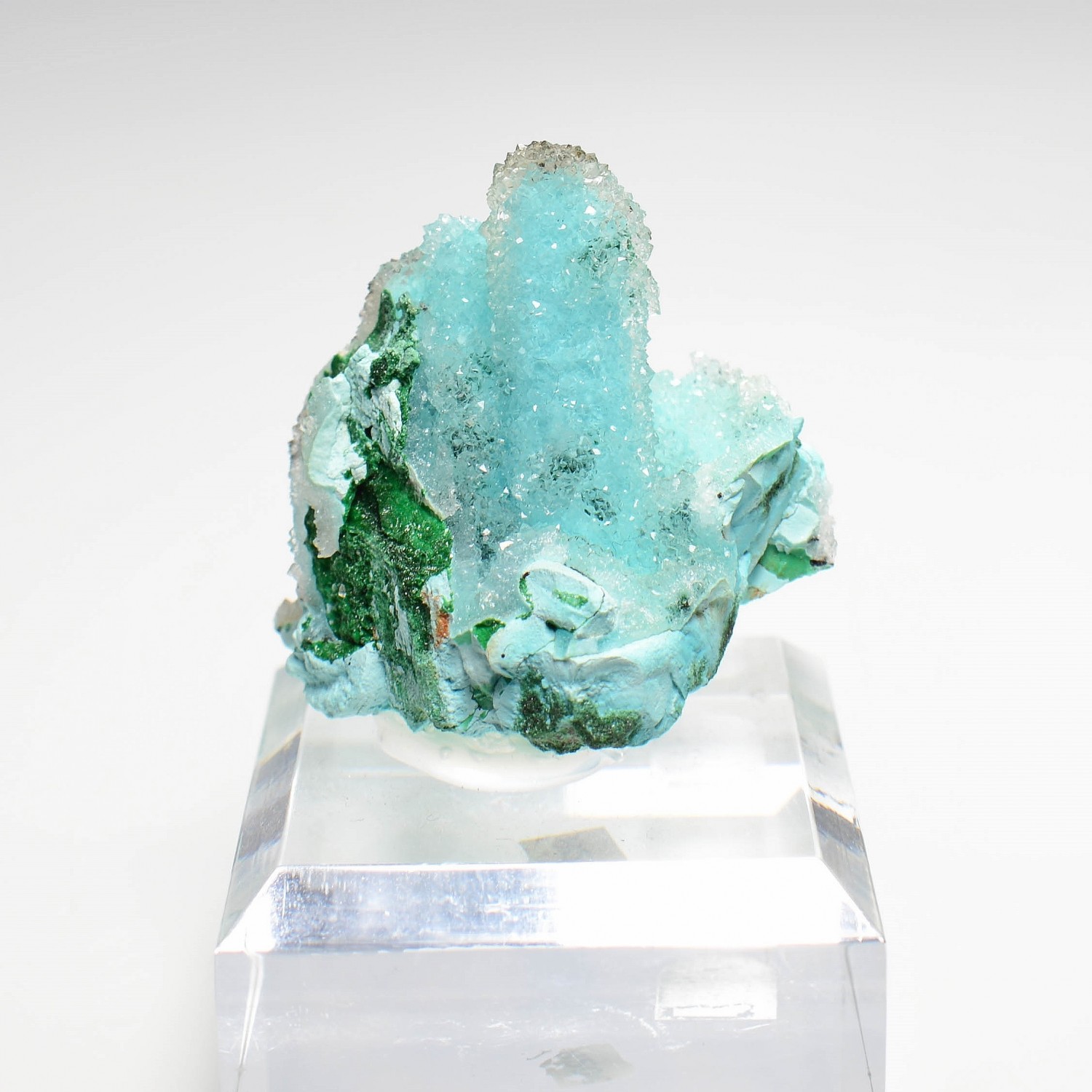 Quartz sur chrysocolle - Mine de Tenke-Fungurume, Katanga, RD Congo