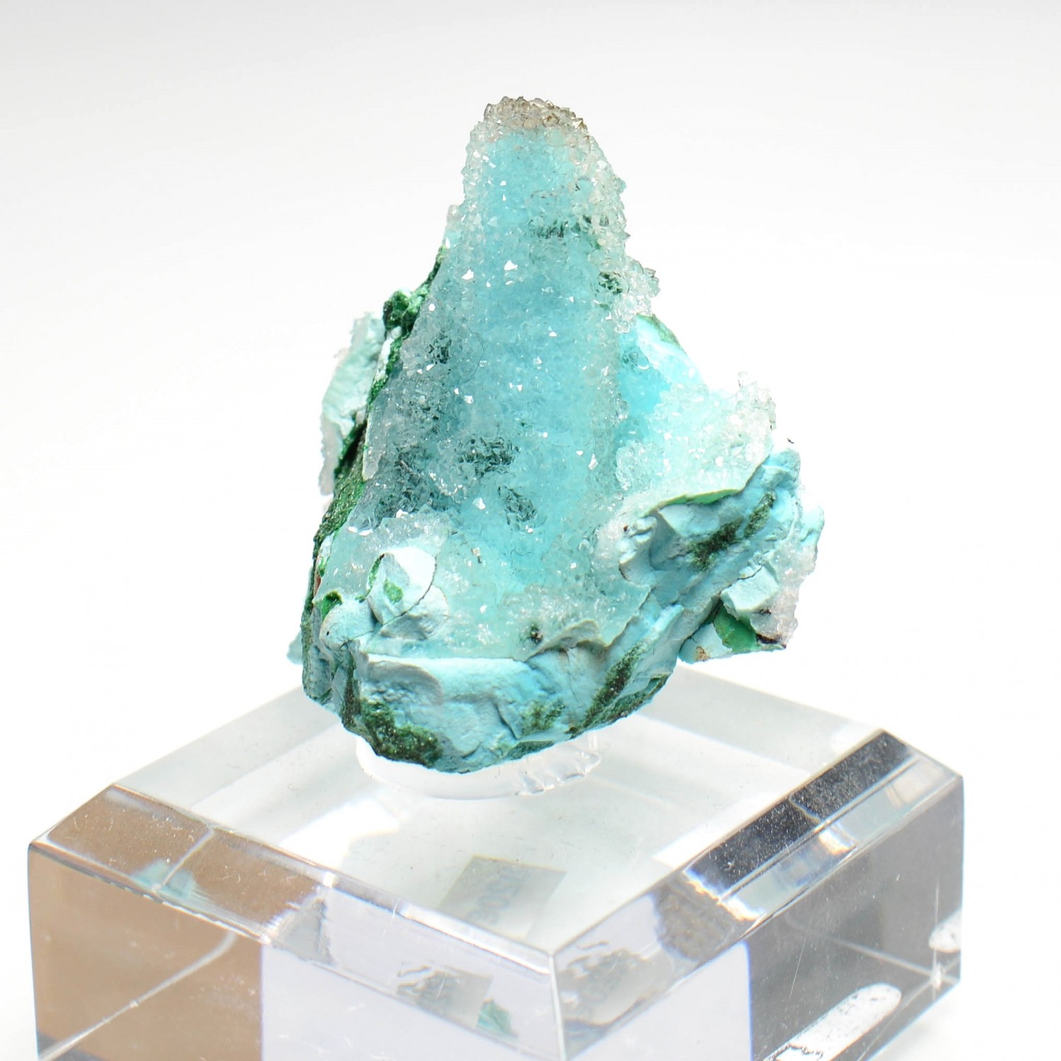 Quartz on psm malachite psm azurite or barite chrysocolla - Tenke-Fungurume mine, Katanga, DR Congo