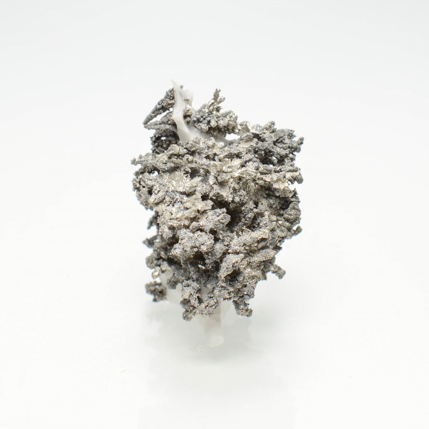 Native silver on calcite - Bouismas mine, Bou-Azzer mining district, Morocco