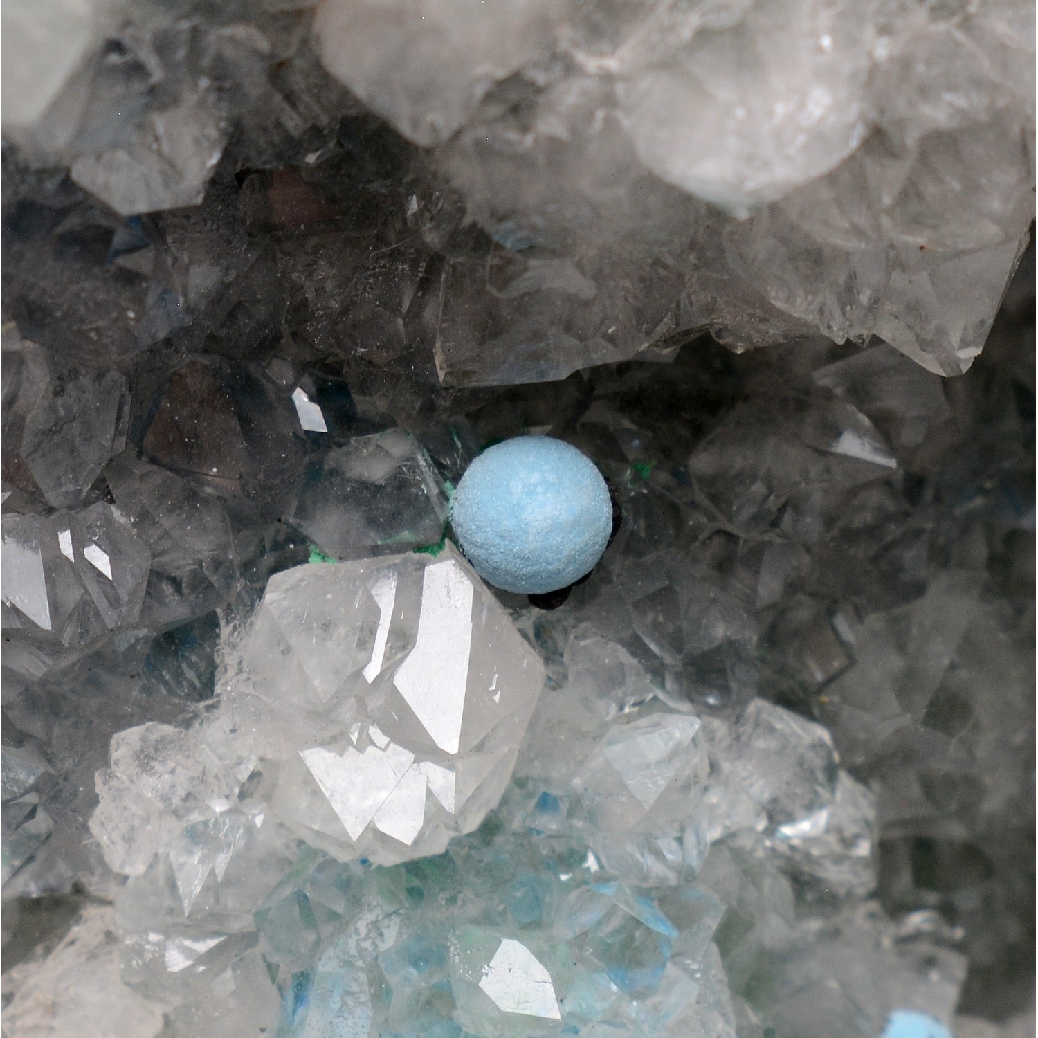 Shattuckite sur quartz - Katanga, RD Congo