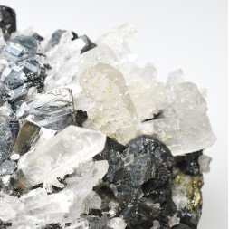 Quartz Japan law twin and tetrahedrite - Huaron mine, Peru