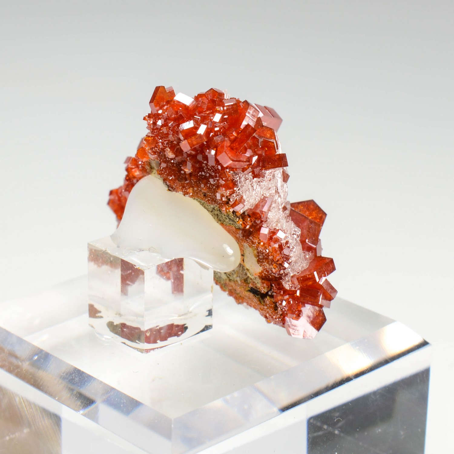 Vanadinite and gypsum - Mibladen mining district, Morocco