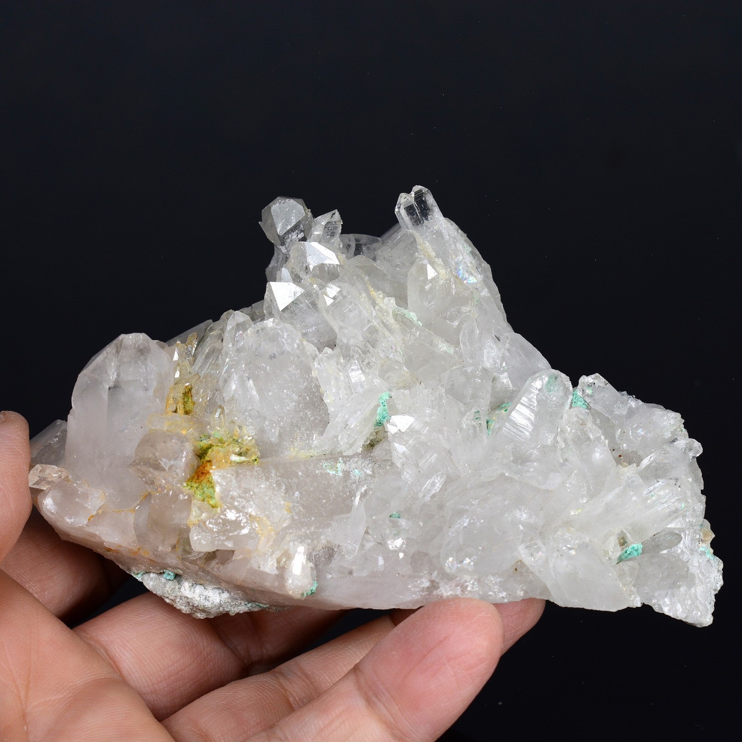 Quartz and malachite - Le Grand Mont, Arêches, Beaufortain, Savoie, France