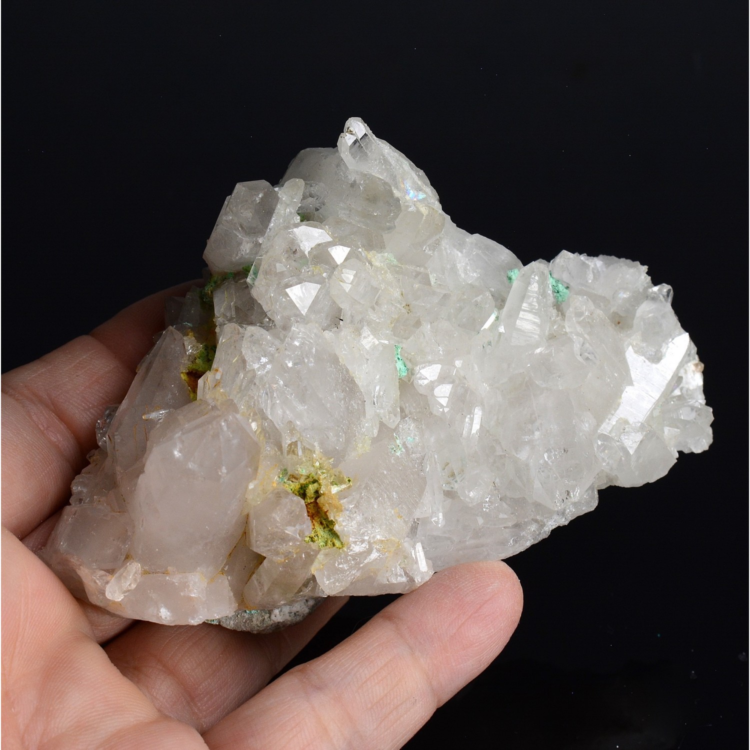 Quartz and malachite - Le Grand Mont, Arêches, Beaufortain, Savoie, France