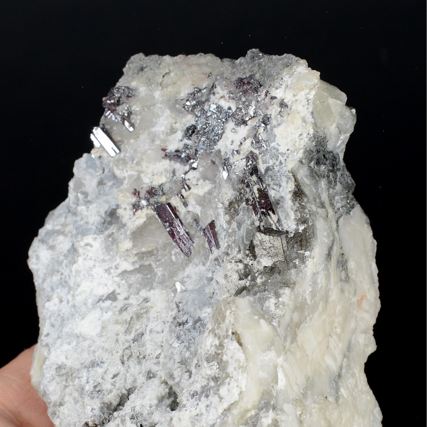 Proustite in calcite - Imiter mine, Tinghir province, Morocco