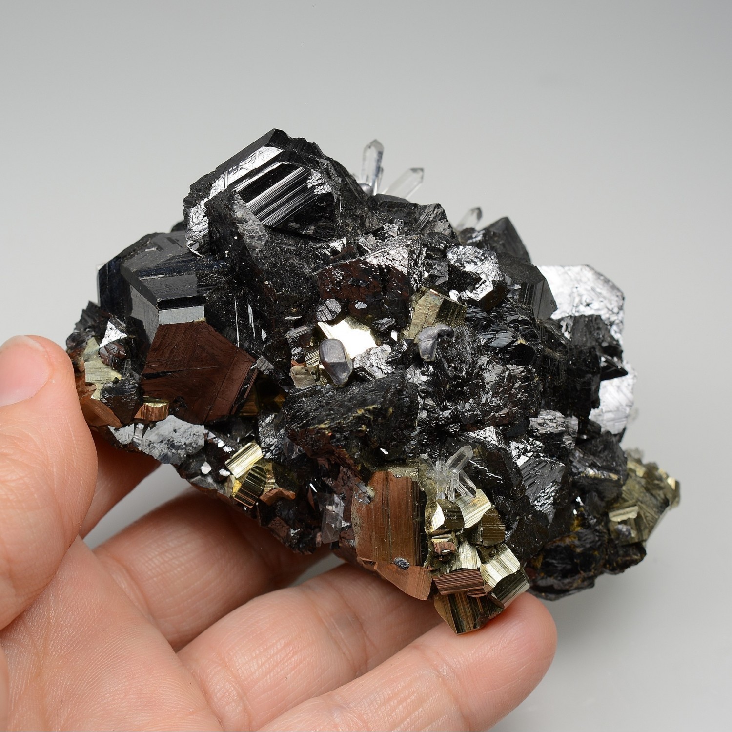 Sphalerite, pyrite and quartz - Huaron Mine, Pasco Province, Peru