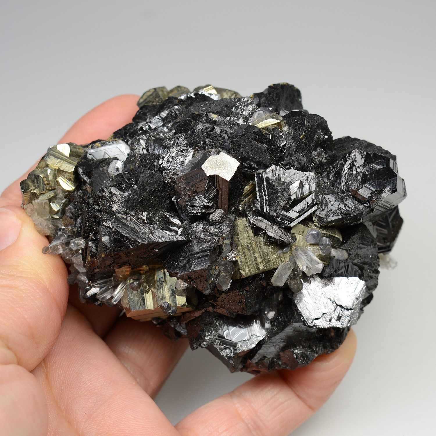 Sphalerite, pyrite and quartz - Huaron Mine, Pasco Province, Peru