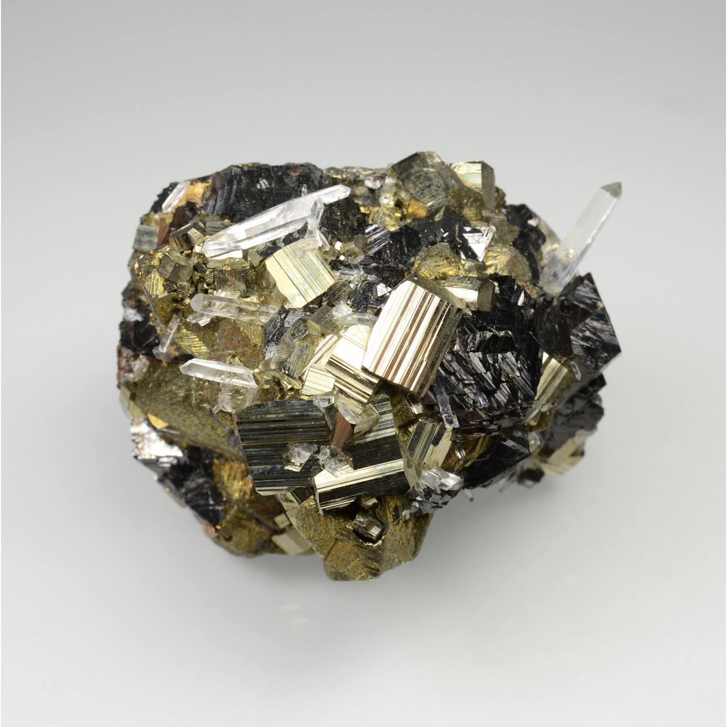 Pyrite, sphalerite and quartz - Huaron Mine, Pasco Province, Peru