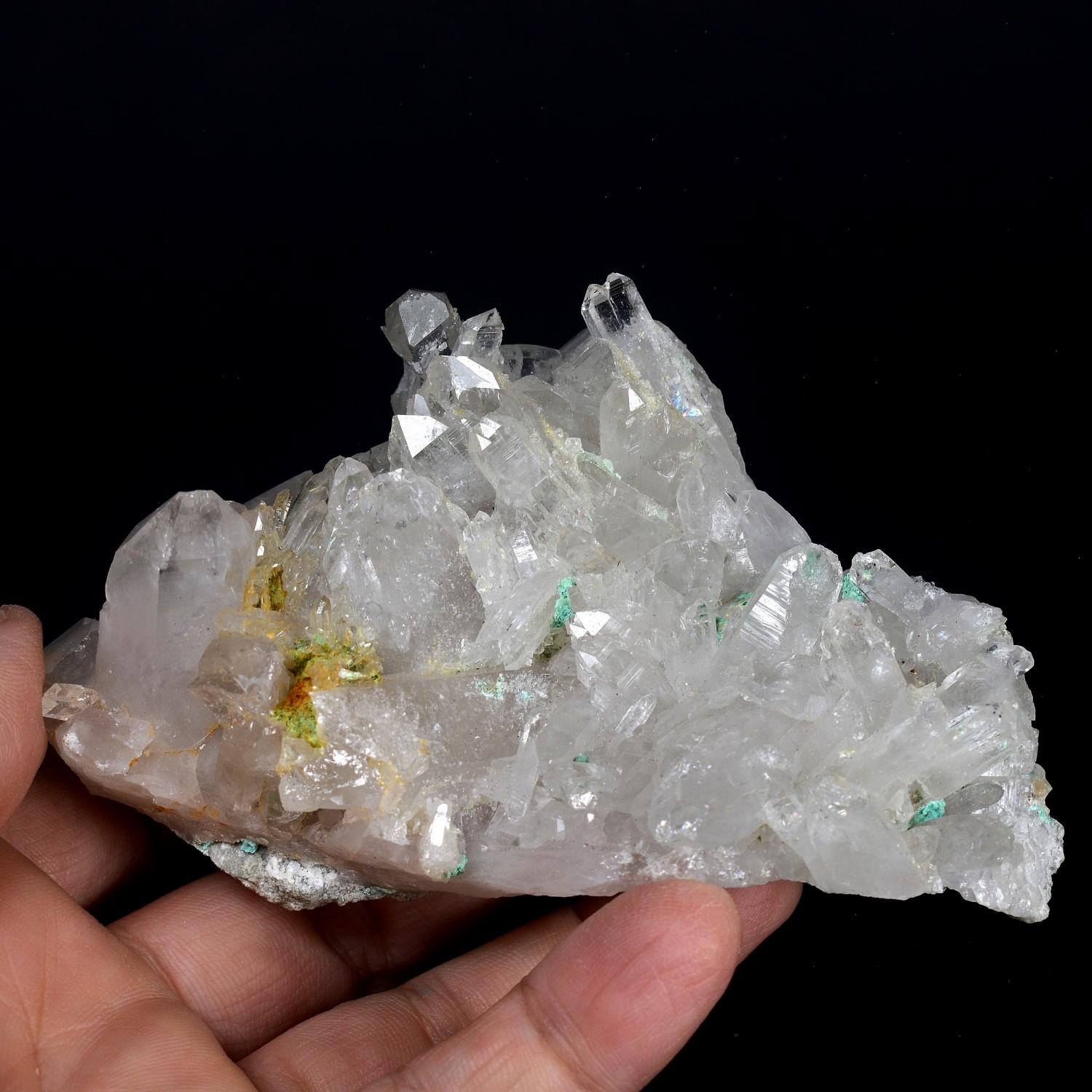 Quartz et malachite - Le Grand Mont, Arêches, Beaufortain, Savoie, France