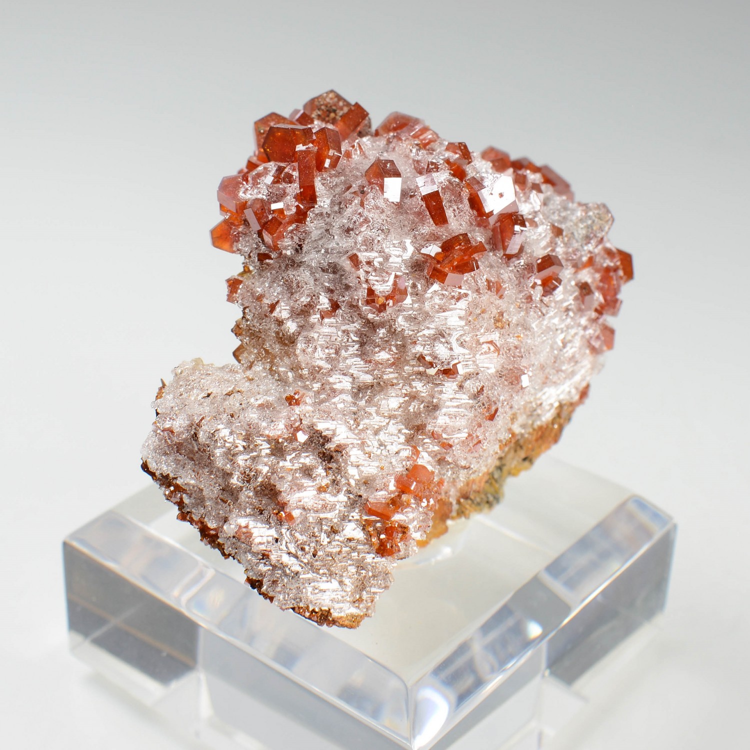 Vanadinite and gypsum - Mibladen mining district, Morocco