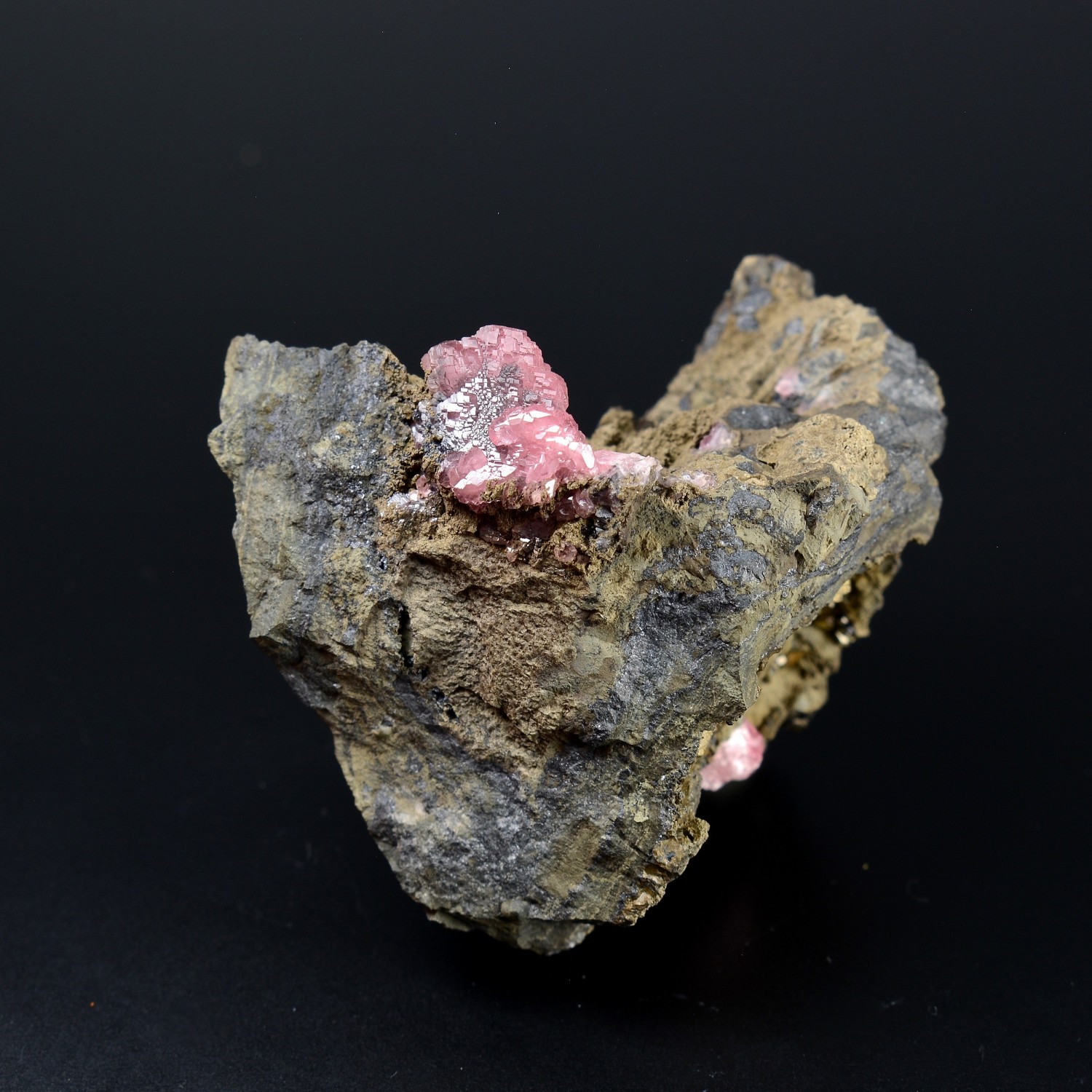 Rhodochrosite and pyrite - Potosi mine, Santa Eulalia, Mexico