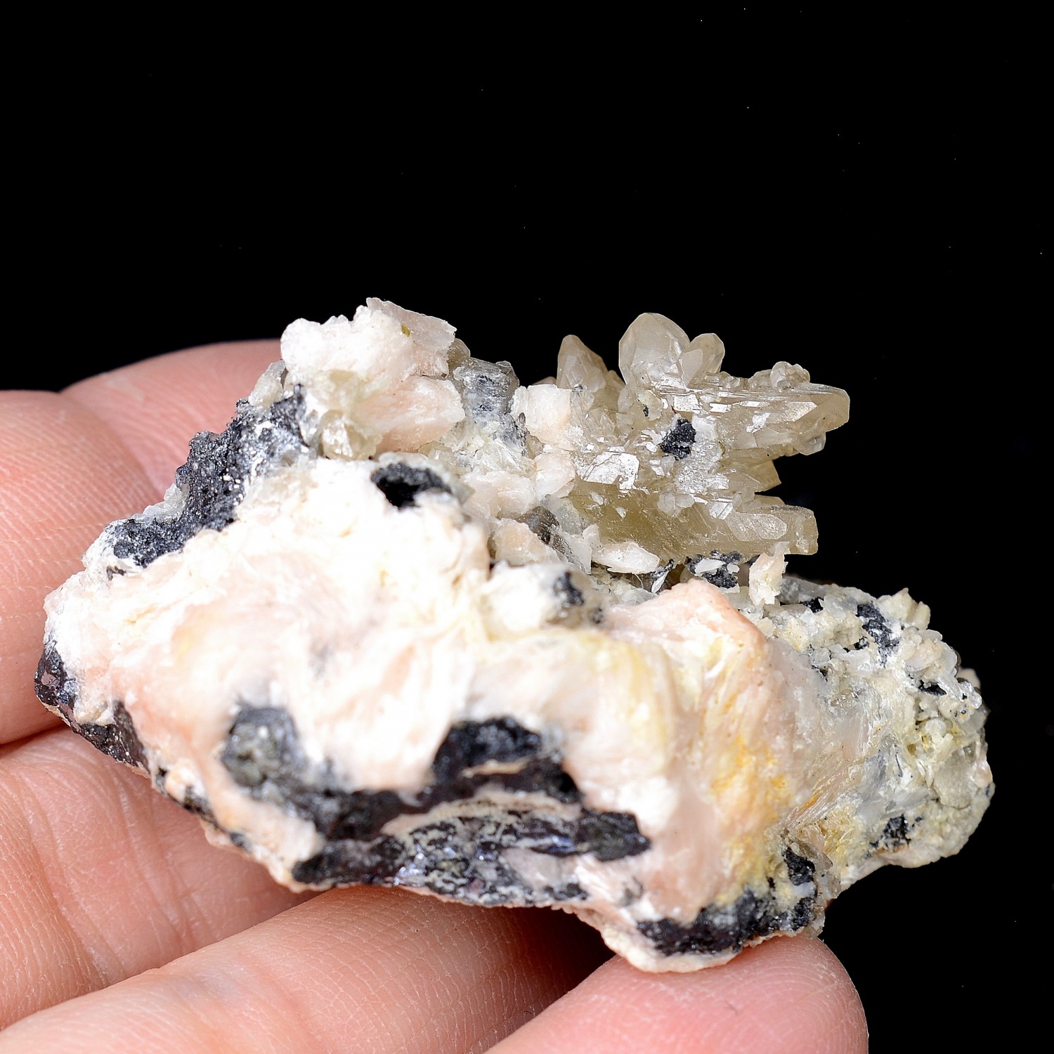 Cerussite on baryte - Mibladen, Morocco