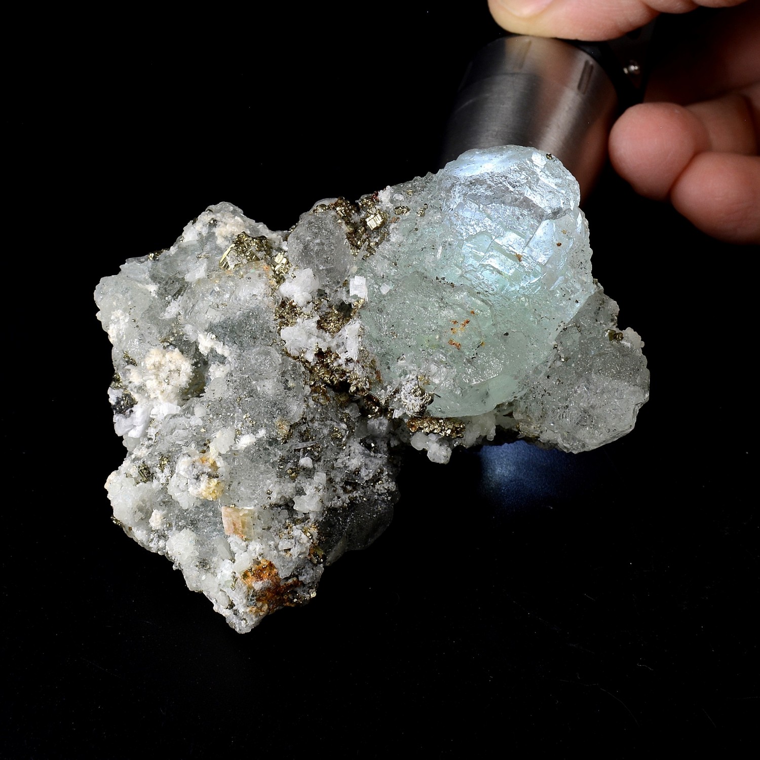 Fluorite, pyrite - Huaron mine, Peru