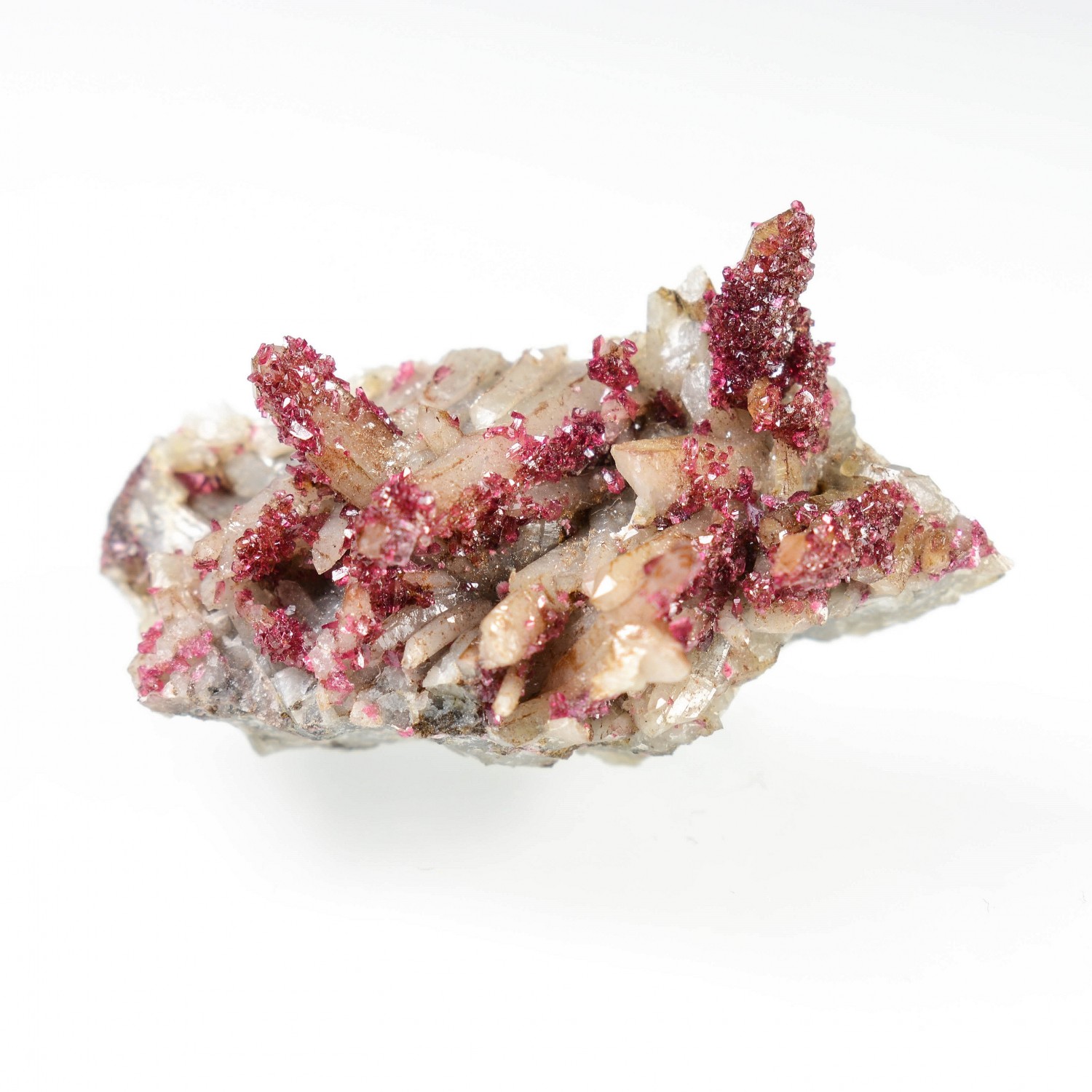 Roselite on quartz - Bou-Azzer district, Morocco