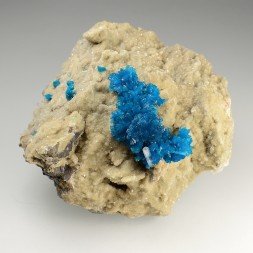 Cavansite on heulandite - Wagholi quarries, Poona, India