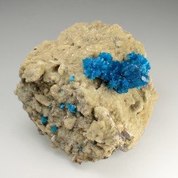 Cavansite on heulandite - Wagholi quarries, Poona, India