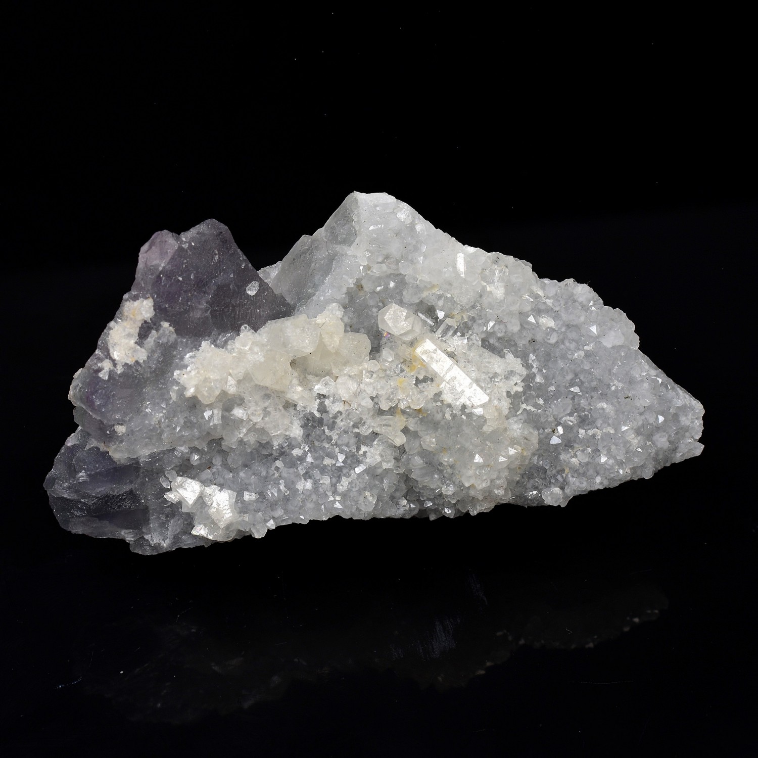 Calcite on quartz and fluorite - Fontsante, Var, France