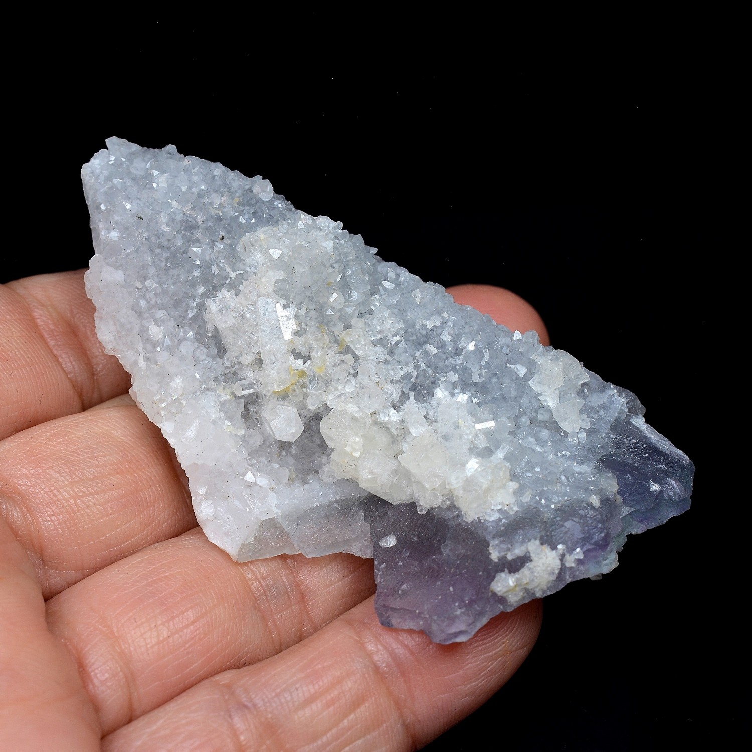 Calcite on quartz and fluorite - Fontsante, Var, France