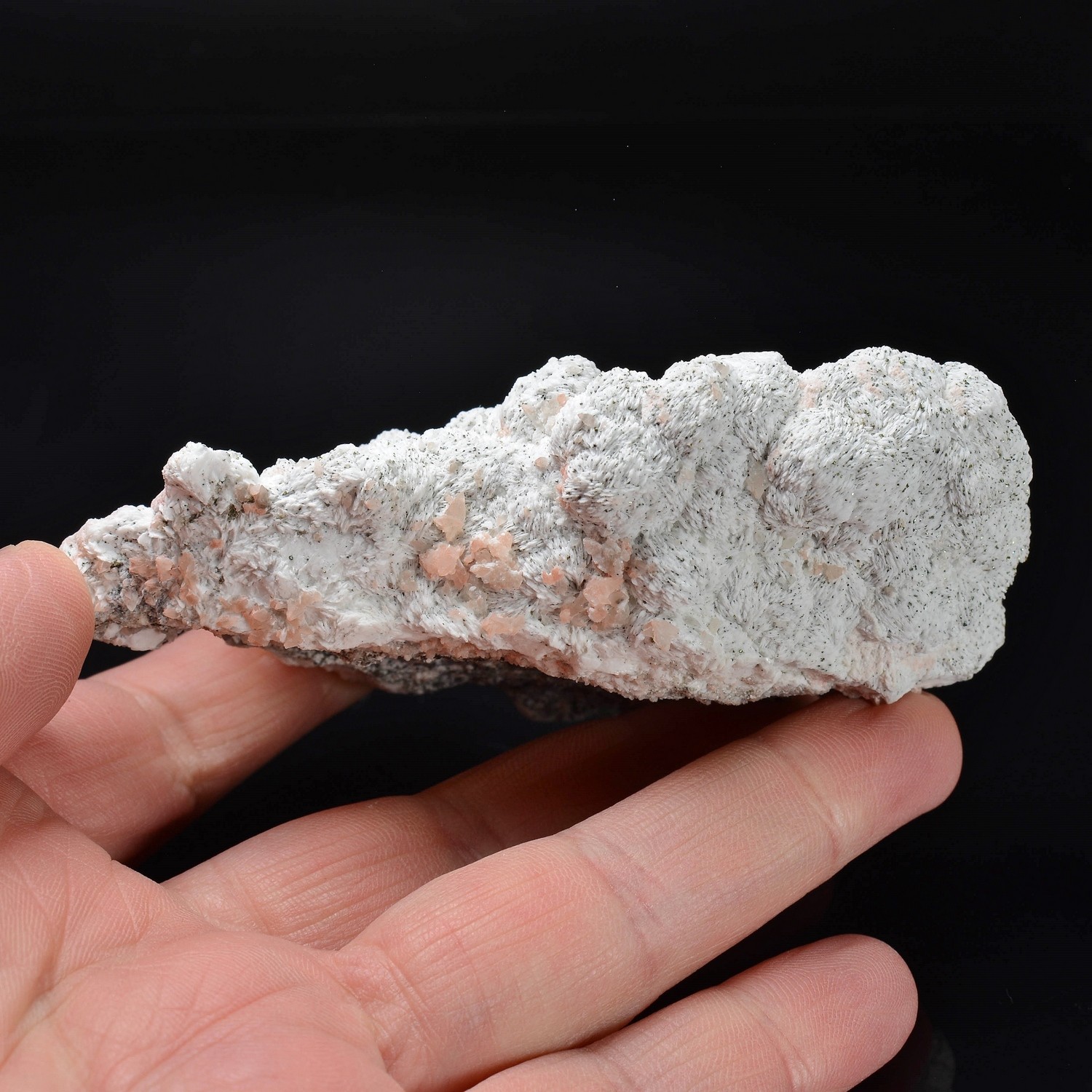 Pink calcite and chalcopyrite on barite - Cuzac, Lot, France