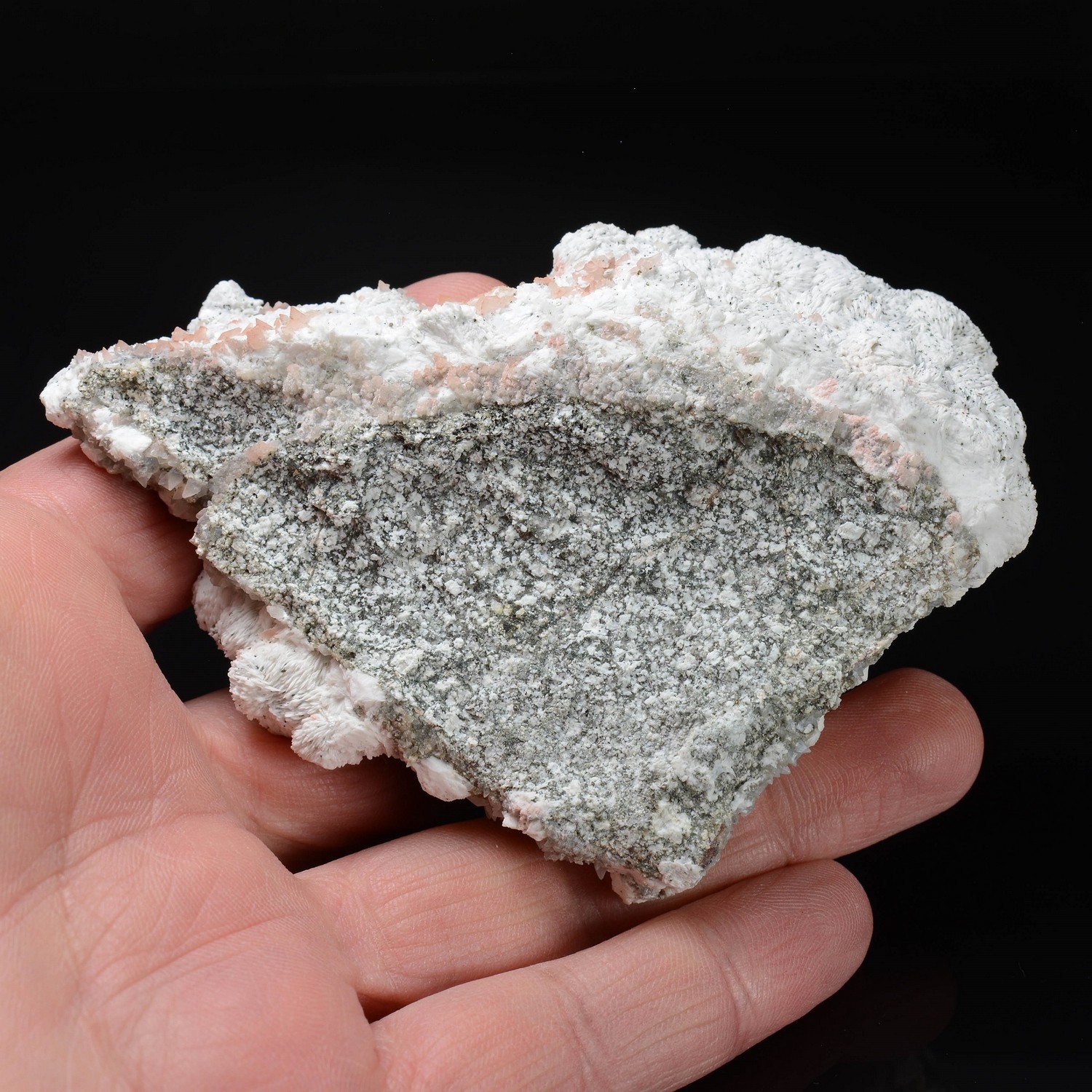 Calcite rose et chalcopyrite sur barytine - Cuzac, Lot, France
