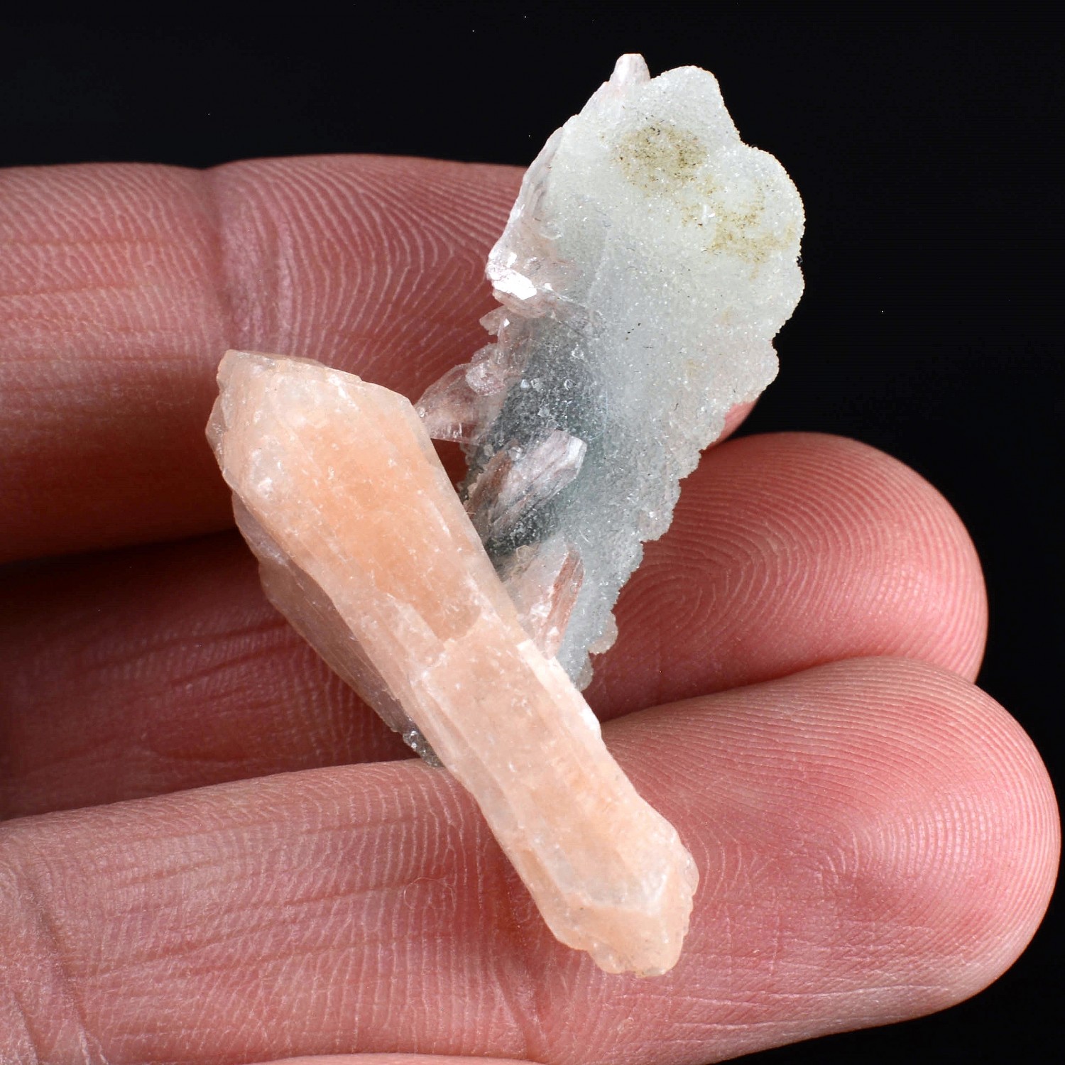 Stilbite and chalcedony - Nashik, Maharashtra, India