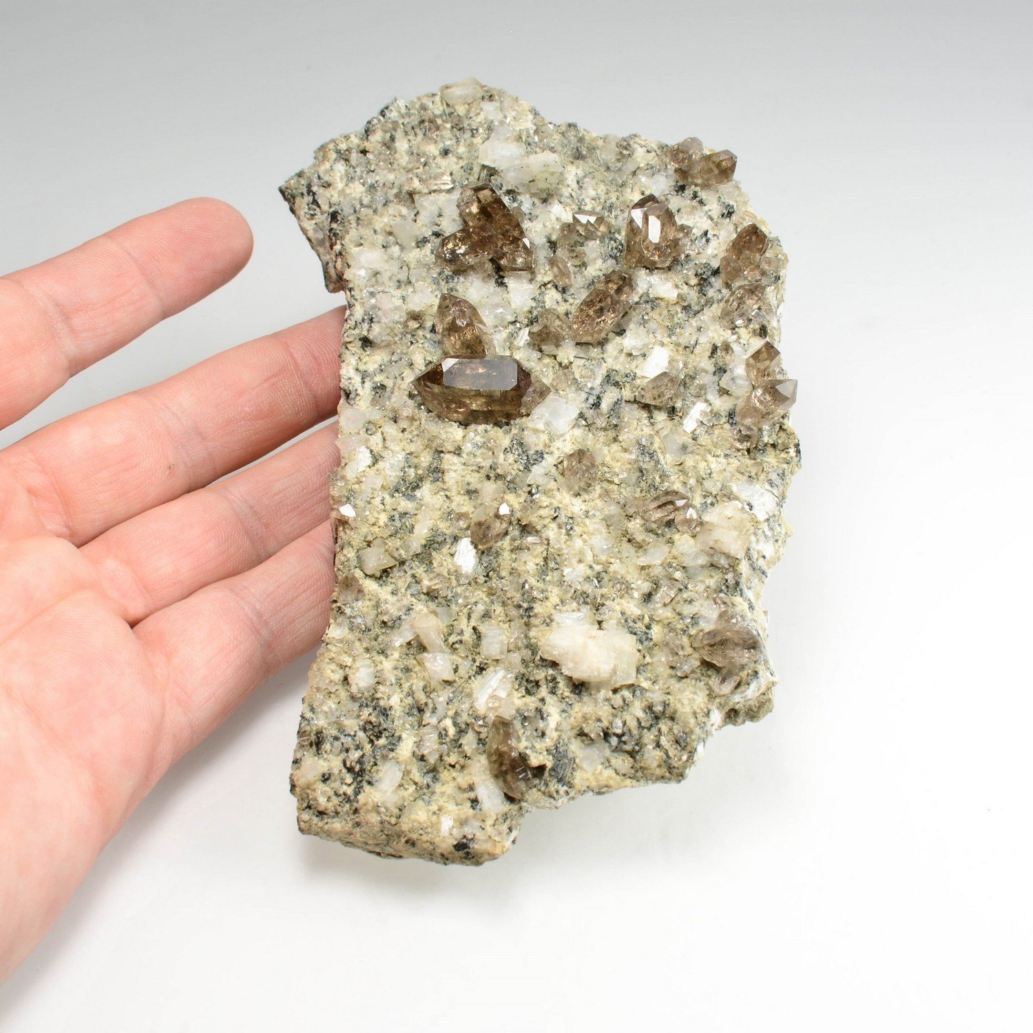 Smoky quartz, adularia and asbestos - Switzerland