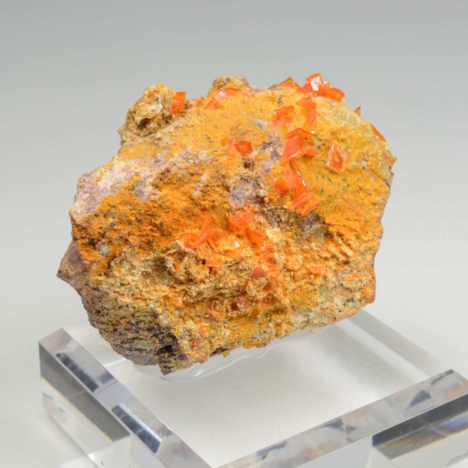 Wulfenite and mimetite - Rawley Mine, Arizona, United States