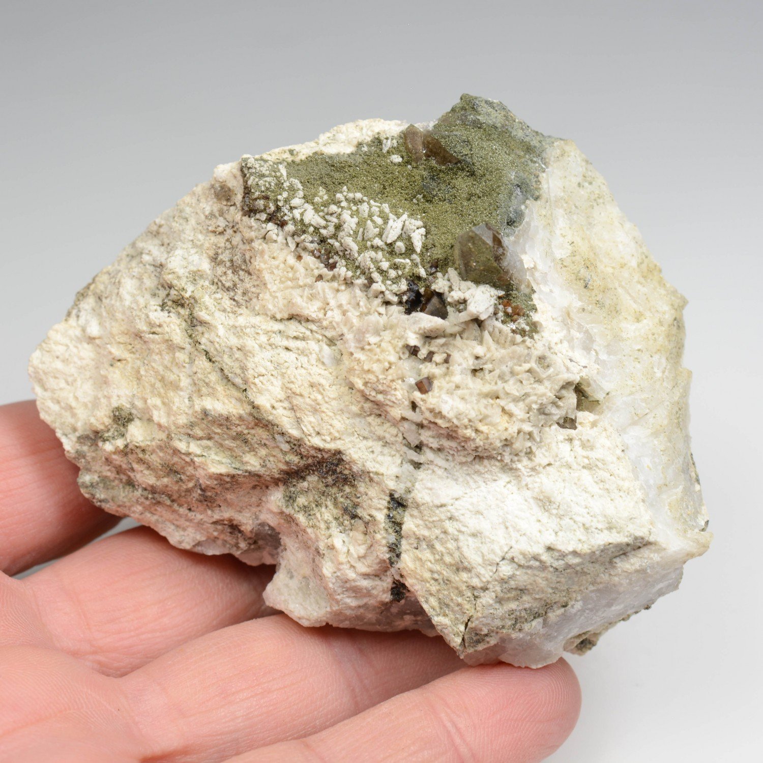 Anatase, calcite, quartz, chlorite - Entre-Deux-Roches, Lauzière Massif, Savoie, France